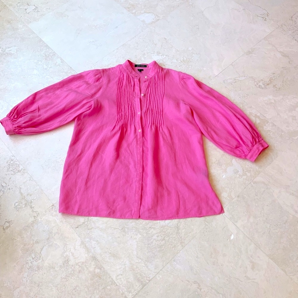 Lauren Ralph Lauren Linen Barbie Pink Tunic sz L